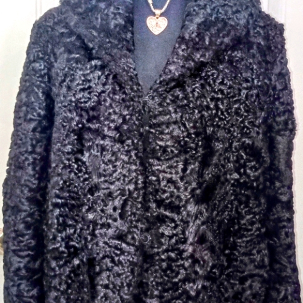 Vintage,1960's-1970's,Persian Lambwool Fur,Black Coat